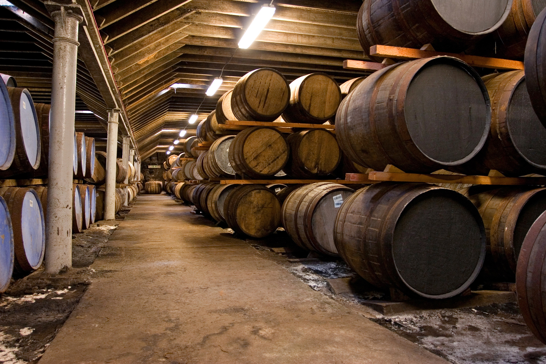 Wooden whisky barrels